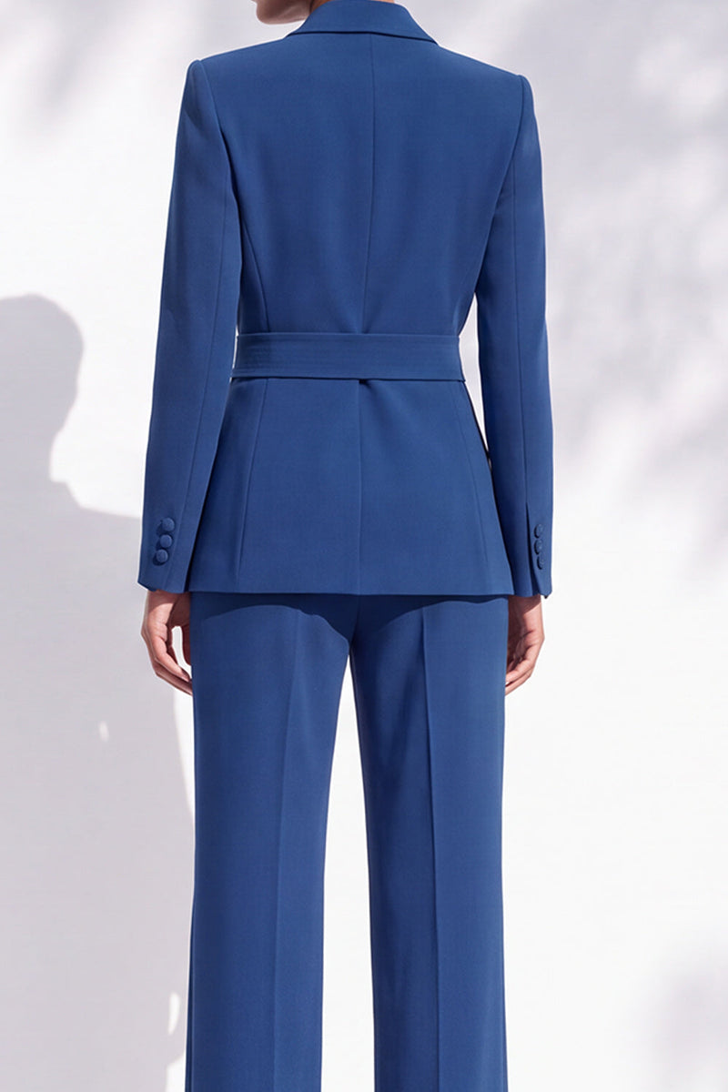 Load image into Gallery viewer, Berlin Blue Long Sleeves Peak Lapel 2-Piece Business Suits with Sash