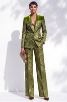 Load image into Gallery viewer, Olive Floral Peak Lapel One Button 2-Piece Long Sleeves Prom Suits