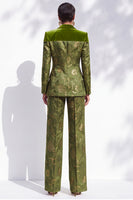 Load image into Gallery viewer, Olive Floral Peak Lapel One Button 2-Piece Long Sleeves Prom Suits