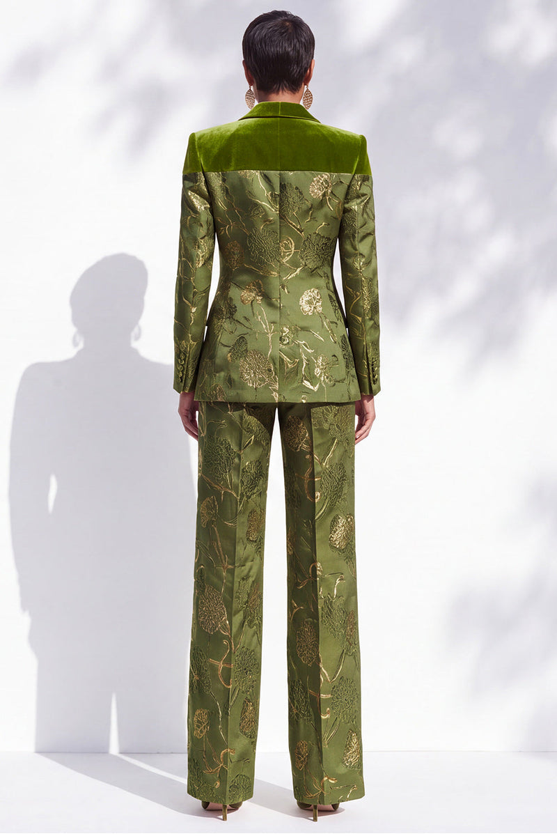 Load image into Gallery viewer, Olive Floral Peak Lapel One Button 2-Piece Long Sleeves Prom Suits