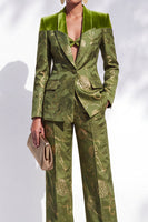 Load image into Gallery viewer, Olive Floral Peak Lapel One Button 2-Piece Long Sleeves Prom Suits
