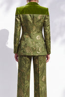 Load image into Gallery viewer, Olive Floral Peak Lapel One Button 2-Piece Long Sleeves Prom Suits