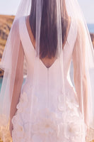 Load image into Gallery viewer, White V-Neck A Line Short Wedding Dress with 3D Flowers