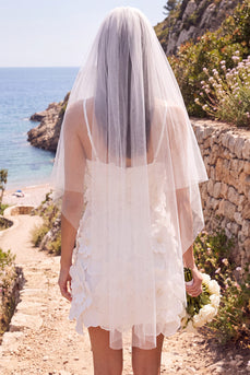 White Bodycon V-Neck Beaded Short Wedding Dress with 3D Flowers