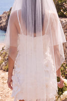 Load image into Gallery viewer, White Bodycon V-Neck Beaded Short Wedding Dress with 3D Flowers