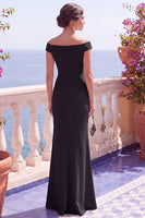 Load image into Gallery viewer, Sparkly Burgundy Mermaid Off the Shoulder Sequins Long Wedding Guest Dress with Slit