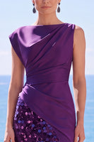 Load image into Gallery viewer, Sparkly Dark Green Sequin Mermaid Bateau Neck Long Wedding Guest Dress with Slit