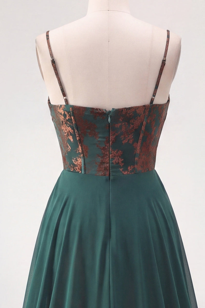 Load image into Gallery viewer, Floral Dark Green Sheath Corset Long Velvet Evening Dress with Cape
