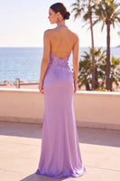 Load image into Gallery viewer, Floral Blush Sparkly Sequin Halter Mermaid Ruched Long Wedding Guest Dress