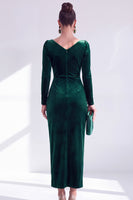 Load image into Gallery viewer, Terracotta Cowl Neck Velvet Ruched Sheath Maxi Mother of the Bride Dress with Sleeves