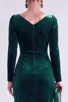 Load image into Gallery viewer, Terracotta Cowl Neck Velvet Ruched Sheath Maxi Mother of the Bride Dress with Sleeves
