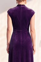 Load image into Gallery viewer, Dark Purple Velvet V-Neck Sheath Ruched Long Mother of the Bride Dress with Sash