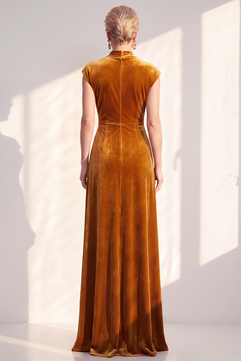 Load image into Gallery viewer, Dark Purple Velvet V-Neck Sheath Ruched Long Mother of the Bride Dress with Sash