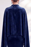 Load image into Gallery viewer, Burgundy Velvet High Neck Saprkly Beaded Mermaid Long Mother of the Bride Dress with Cape