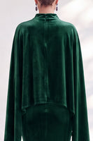 Load image into Gallery viewer, Burgundy Velvet High Neck Saprkly Beaded Mermaid Long Mother of the Bride Dress with Cape