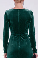 Load image into Gallery viewer, Dark Grey Velvet Ruched Boat Neck Midi Mother of the Bride Dress with Sleeves