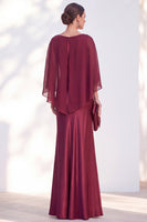 Load image into Gallery viewer, Dark Green Boat Neck Mermaid Satin Long Mother Of the Bride Dress with Cape
