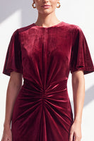 Load image into Gallery viewer, Velvet Coffee Ruched Mermaid Long Mother of the Bride Dress with Sleeves