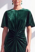 Load image into Gallery viewer, Velvet Coffee Ruched Mermaid Long Mother of the Bride Dress with Sleeves