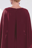 Load image into Gallery viewer, Dark Purple Bodycon Chiffon Round Neck Midi Mother of the Bride Dress with Cape