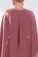 Load image into Gallery viewer, Dark Purple Bodycon Chiffon Round Neck Midi Mother of the Bride Dress with Cape
