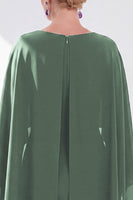 Load image into Gallery viewer, Dark Purple Bodycon Chiffon Round Neck Midi Mother of the Bride Dress with Cape