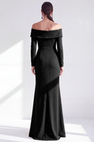 Load image into Gallery viewer, Dark Red Ruched Ruffled Mermaid Long Sleeves Mother of the Bride Dress