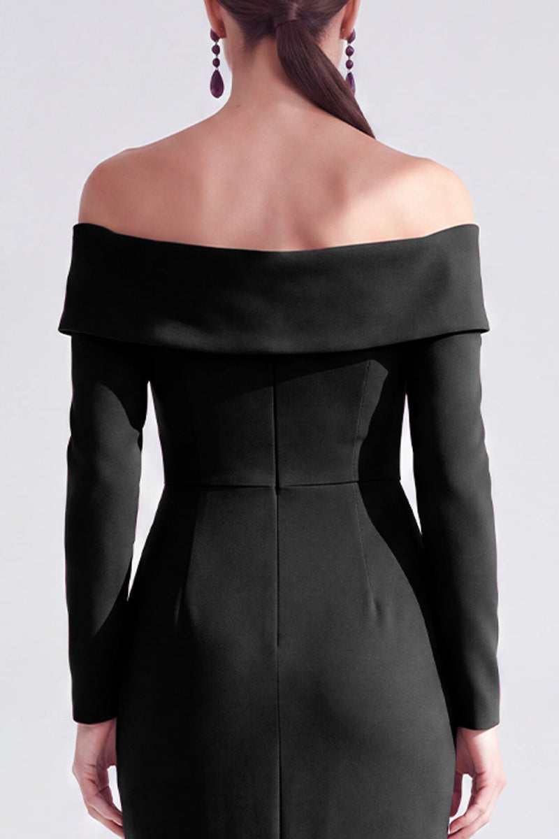 Load image into Gallery viewer, Dark Red Ruched Ruffled Mermaid Long Sleeves Mother of the Bride Dress