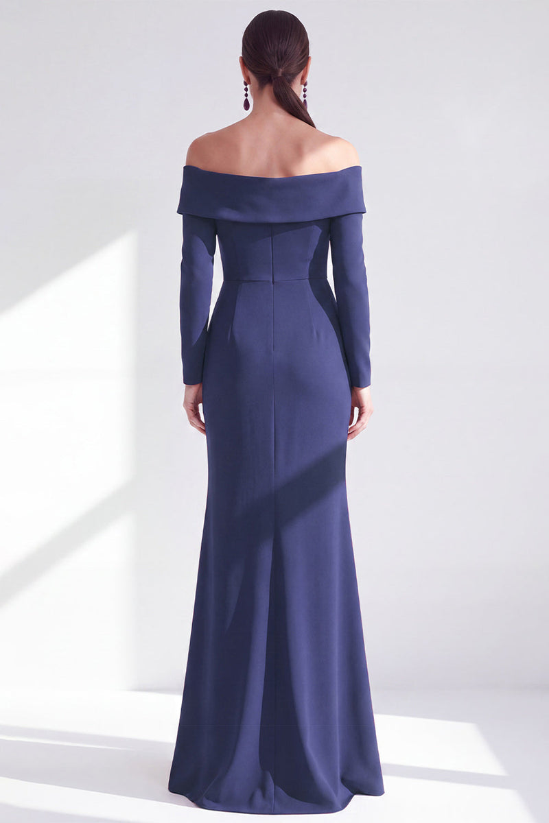 Load image into Gallery viewer, Dark Red Ruched Ruffled Mermaid Long Sleeves Mother of the Bride Dress