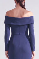 Load image into Gallery viewer, Dark Red Ruched Ruffled Mermaid Long Sleeves Mother of the Bride Dress