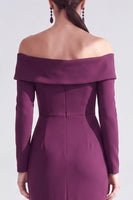 Load image into Gallery viewer, Dark Red Ruched Ruffled Mermaid Long Sleeves Mother of the Bride Dress