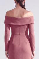 Load image into Gallery viewer, Dark Red Ruched Ruffled Mermaid Long Sleeves Mother of the Bride Dress