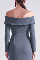 Load image into Gallery viewer, Dark Red Ruched Ruffled Mermaid Long Sleeves Mother of the Bride Dress