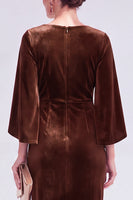 Load image into Gallery viewer, Dark Green Velvet Boat Neck Bodycon Midi Mother of the Bride Dress with Slit