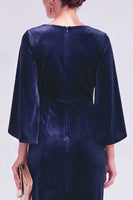 Load image into Gallery viewer, Dark Green Velvet Boat Neck Bodycon Midi Mother of the Bride Dress with Slit