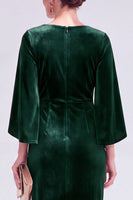 Load image into Gallery viewer, Dark Green Velvet Boat Neck Bodycon Midi Mother of the Bride Dress with Slit