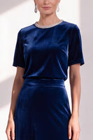Load image into Gallery viewer, Burgundy Velvet Sparkly A Line Beaded Long Mother of the Bride Dress with Sleeves