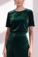 Load image into Gallery viewer, Burgundy Velvet Sparkly A Line Beaded Long Mother of the Bride Dress with Sleeves
