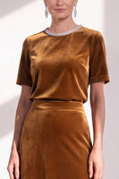 Load image into Gallery viewer, Burgundy Velvet Sparkly A Line Beaded Long Mother of the Bride Dress with Sleeves