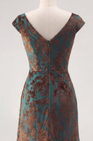 Load image into Gallery viewer, Dark Green V-NeckFloral  Ruched Long Velvet Evening Dress with Sleeves