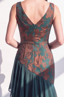 Load image into Gallery viewer, Dark Green Mermaid Floral Ruched V-Neck Long Velvet Evening Dress