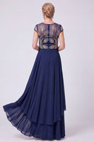 Load image into Gallery viewer, Green Sparkly Beaded Cap Sleeves Chiffon Tiered Long Mother of the Bride Dress