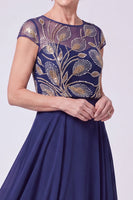 Load image into Gallery viewer, Green Sparkly Beaded Cap Sleeves Chiffon Tiered Long Mother of the Bride Dress