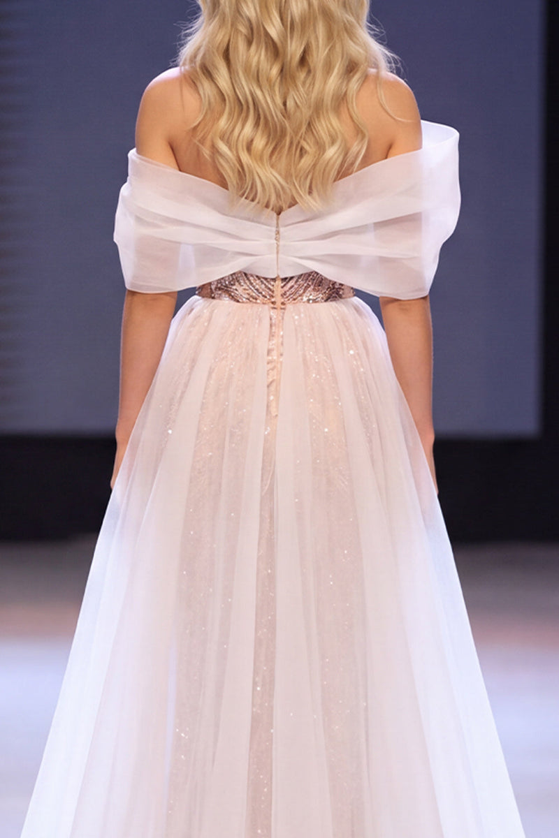 Load image into Gallery viewer, Sparkly Blush Sheath Sequin Ruched Long Evening Dress with Cape