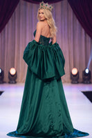 Load image into Gallery viewer, Dark Green Sparkly Sequin Mermaid Corset Long Evening Dress with Cape