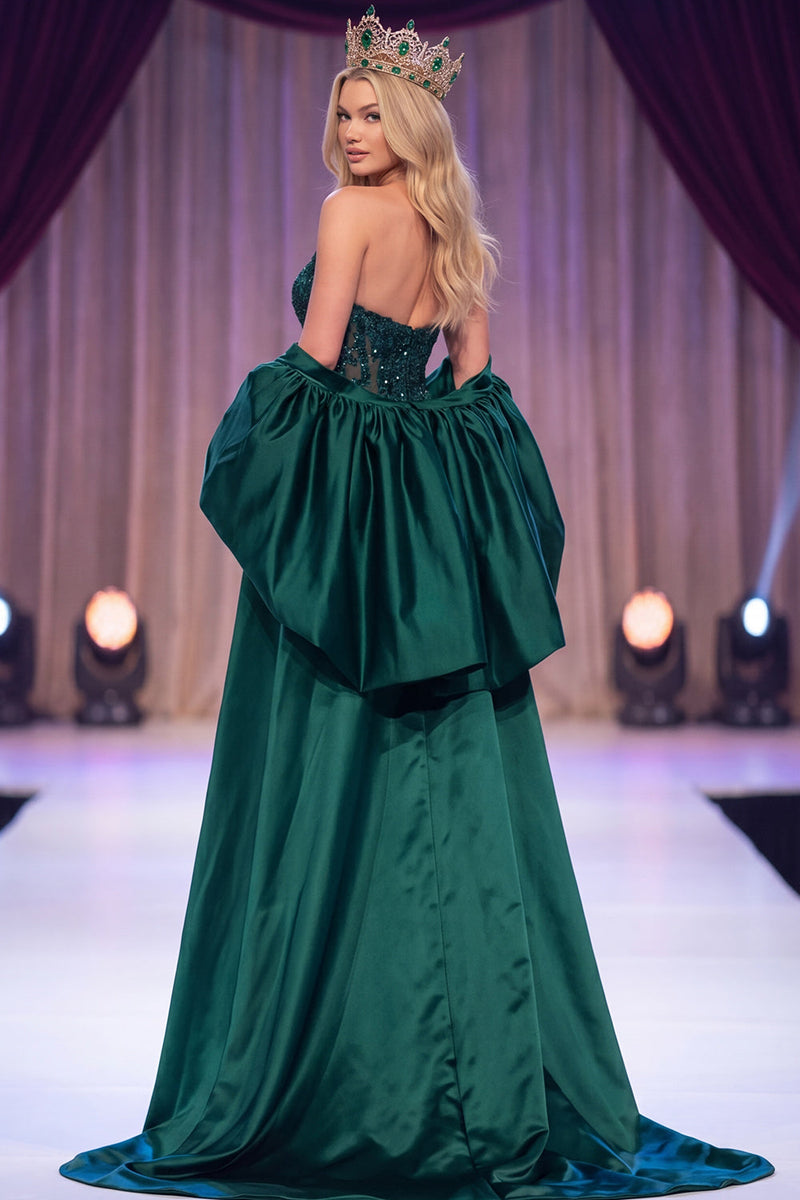 Load image into Gallery viewer, Dark Green Sparkly Sequin Mermaid Corset Long Evening Dress with Cape