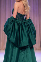 Load image into Gallery viewer, Dark Green Sparkly Sequin Mermaid Corset Long Evening Dress with Cape