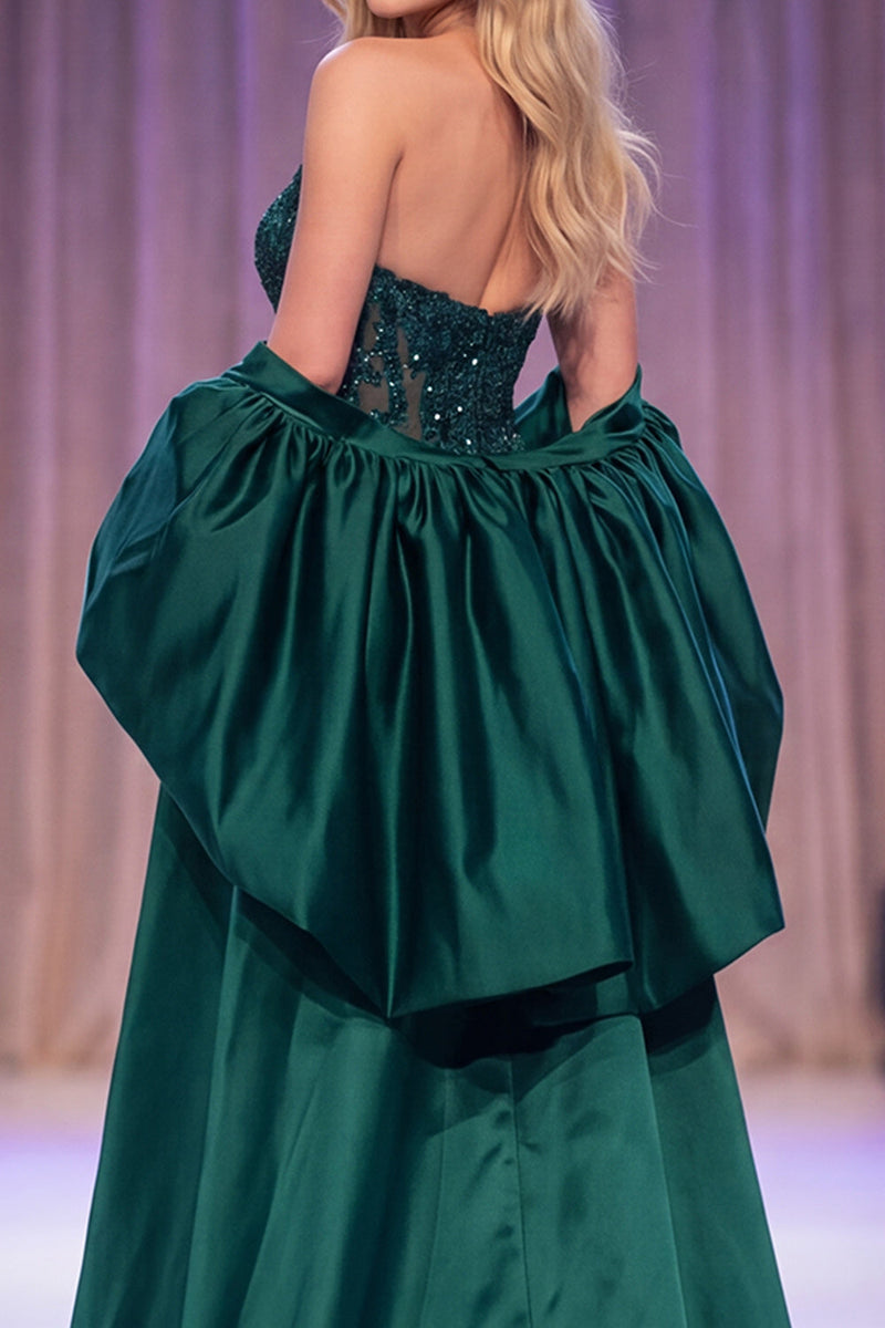 Load image into Gallery viewer, Dark Green Sparkly Sequin Mermaid Corset Long Evening Dress with Cape