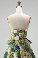 Load image into Gallery viewer, Pink Floral Ruffled  Sweetheart A Line Mini Cocktail Dress