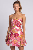 Load image into Gallery viewer, Floral Green A Line Corset Short Cocktail Dress with Slit
